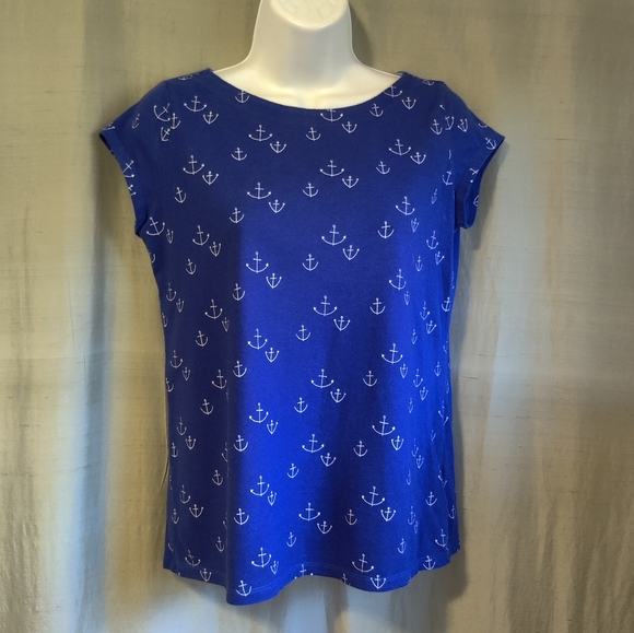 🗺️ Liz Claiborne Anchors Away, Nautical Ocean Side Blue, SMALL Cotton & Modal - Picture 5 of 7